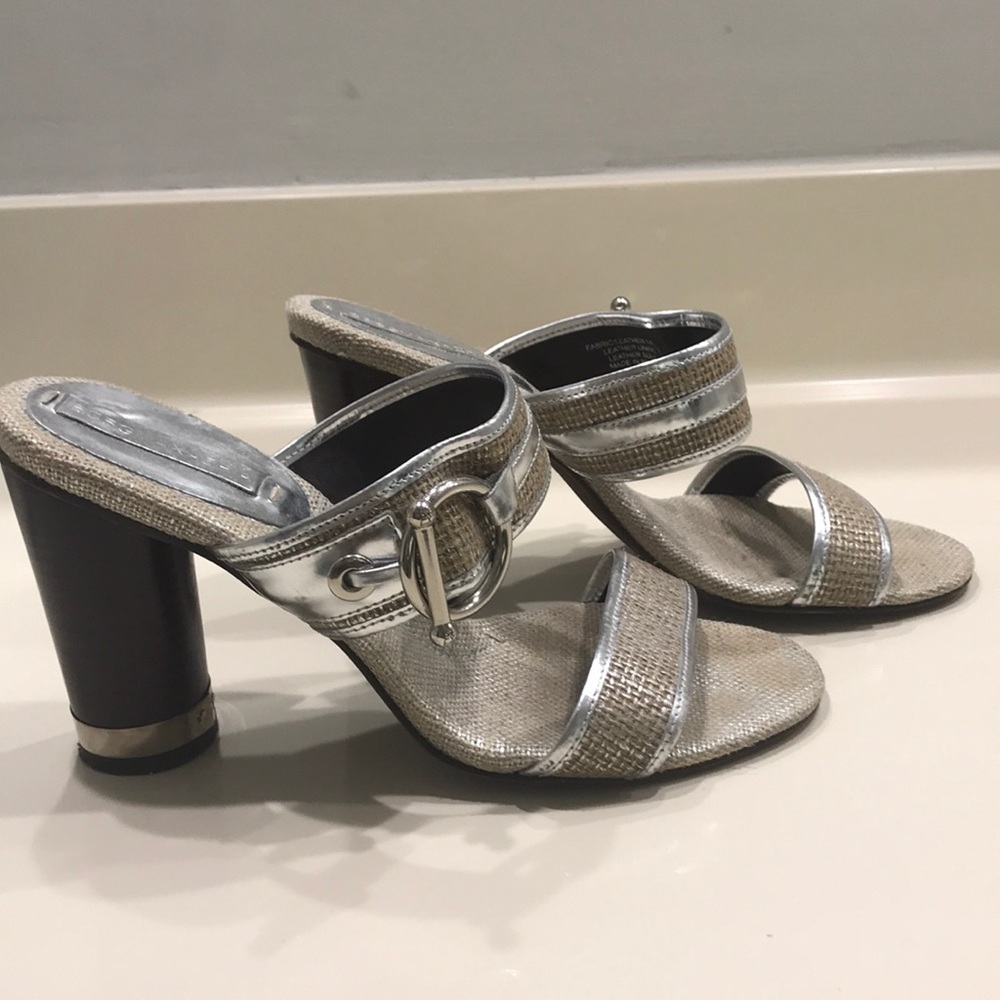 Super cool BCBG sandals with silver details